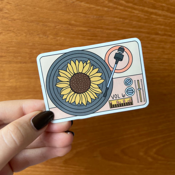 Sunflower Record Player Sticker